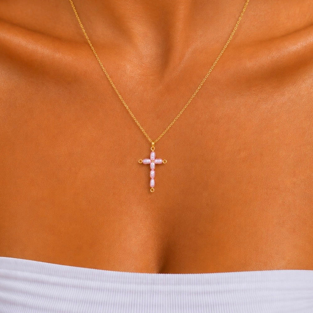 Pink Cross Necklace