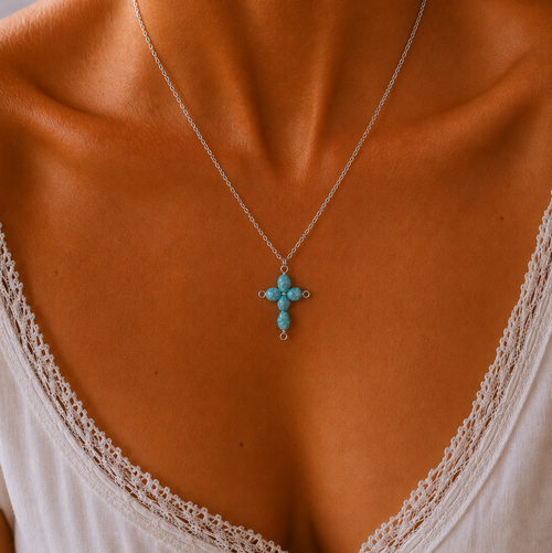 Blue Cross Necklace