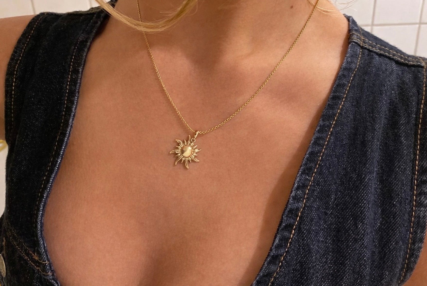 Gold Sun Charm Necklace