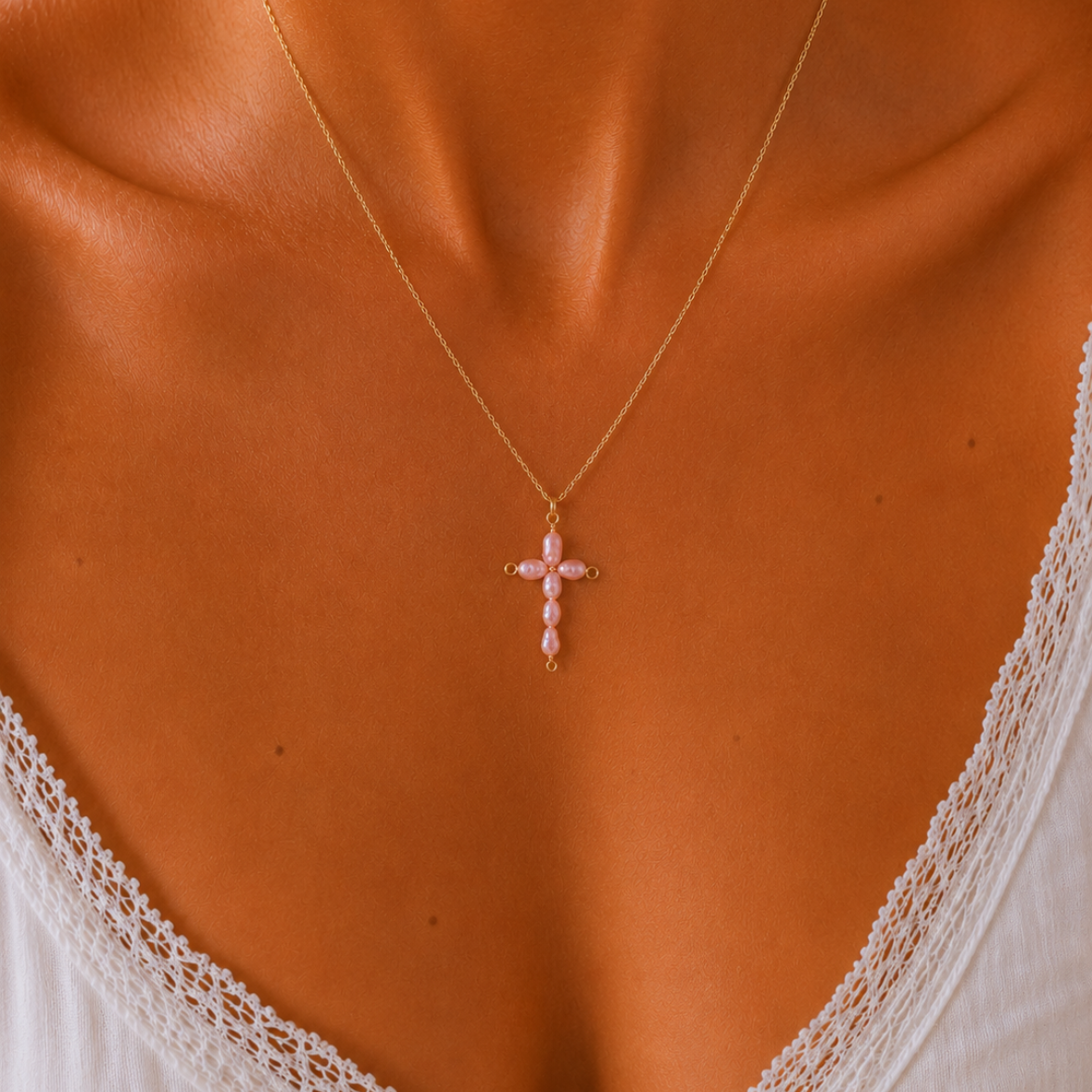 Pink Cross Necklace