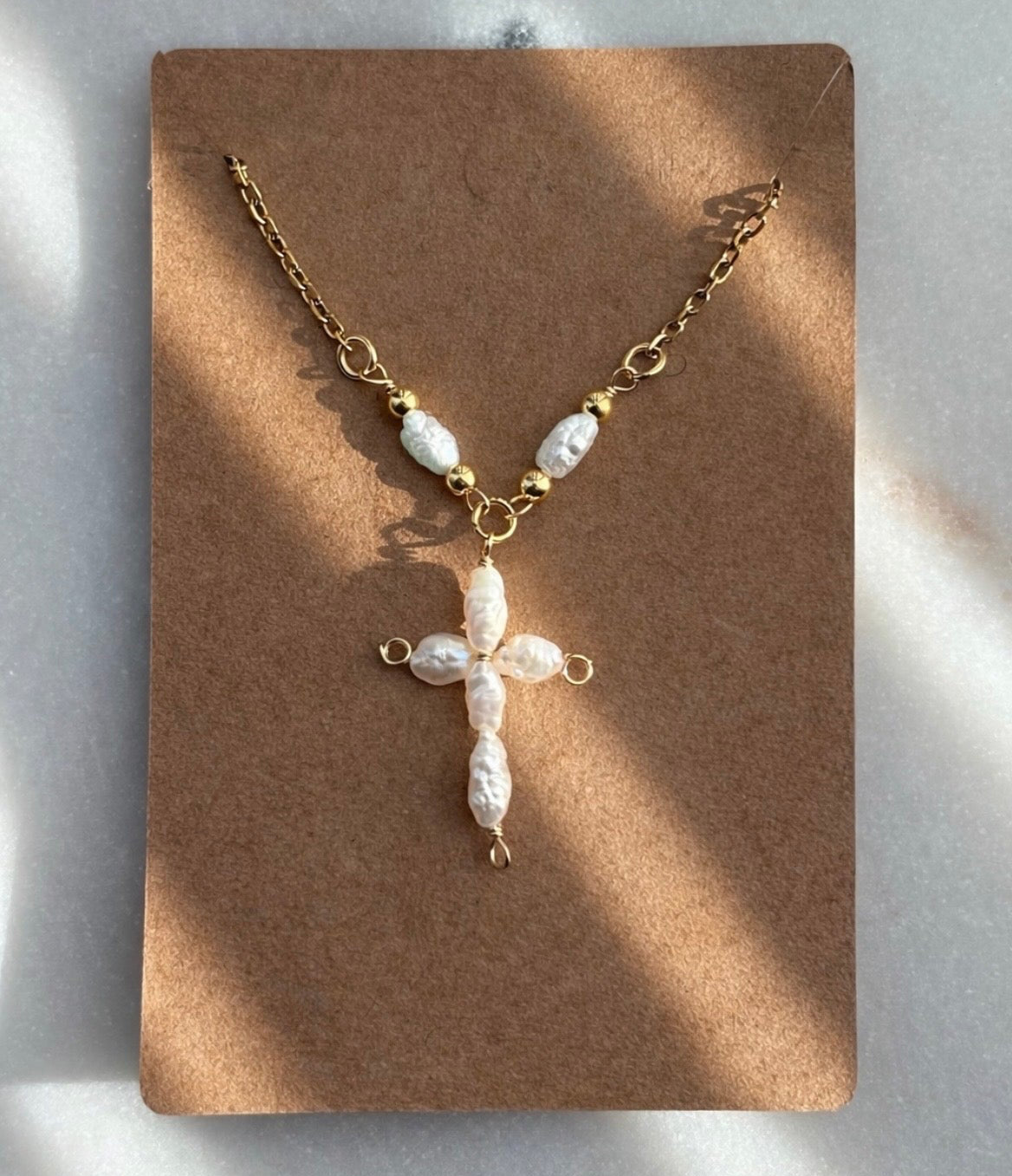 Pearl Cross Pendant Necklace