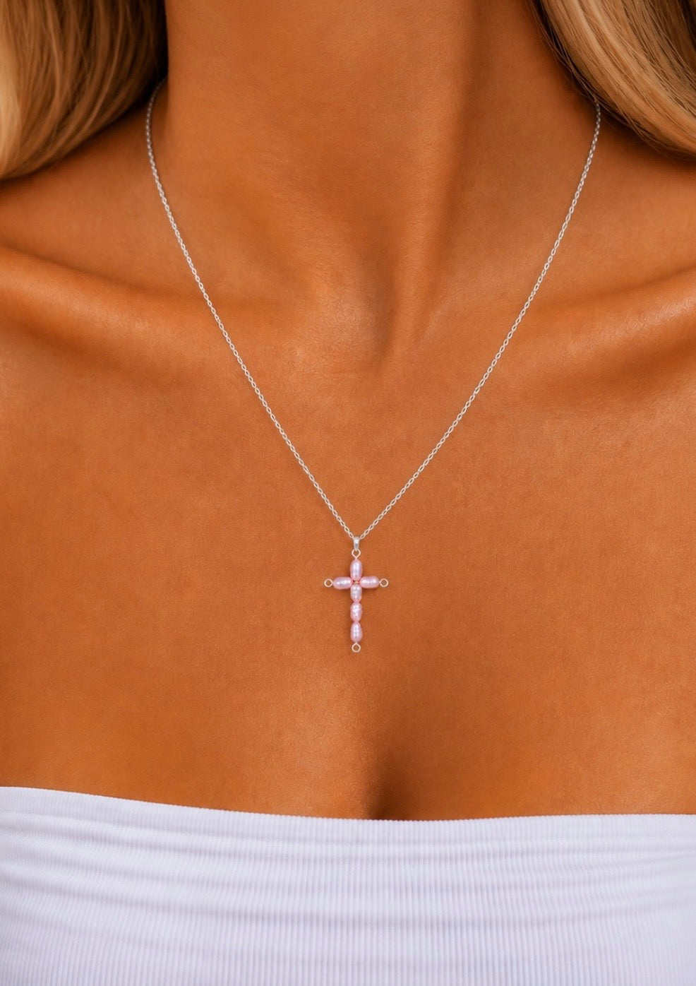 Pink Cross Necklace